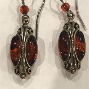 Mexican silver 925 amber stone earrings